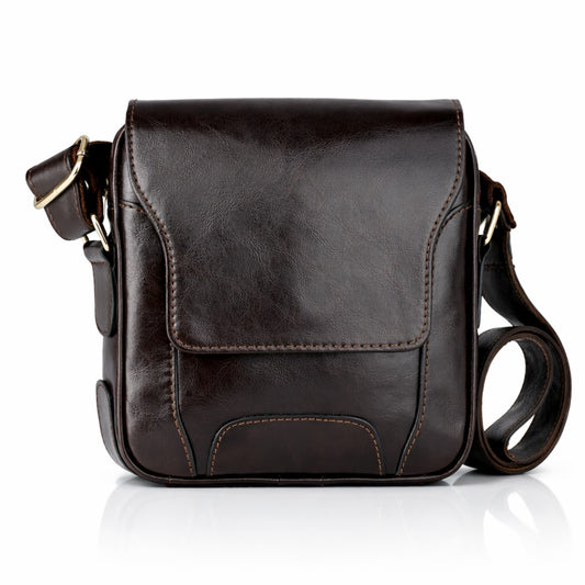 Borseta barbateasca Andreas&Beltmondo Miguel, piele naturala, compacta, maro vintage, 18x22x6cm