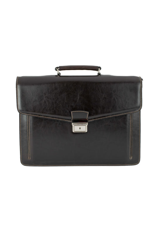 Geanta barbati din piele naturala maro Pisa, 37x28x7 cm, servieta business eleganta, Fabricat in Romania - Andreas & Beltmondo